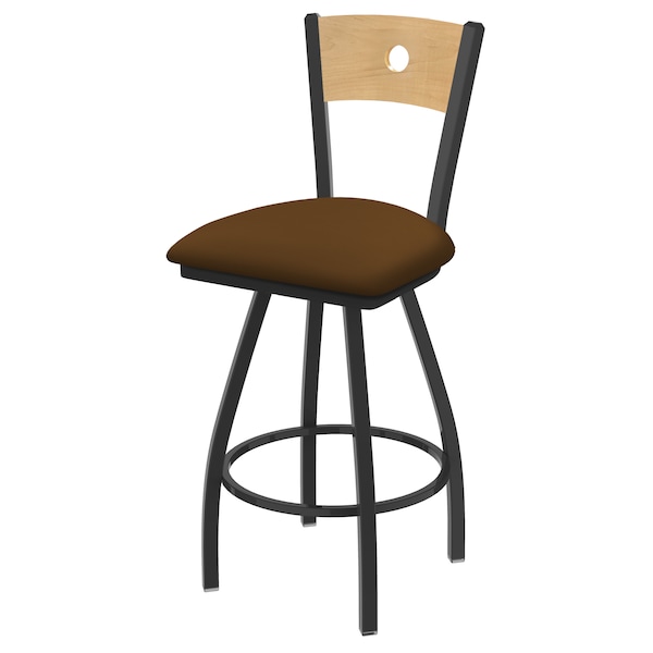 36" Swivel Counter Stool, Bronze Finish, Nat Back, Canter Thatch Seat